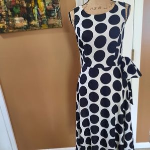 Black/White Big Polka Dot Sleeveless Linen Dress